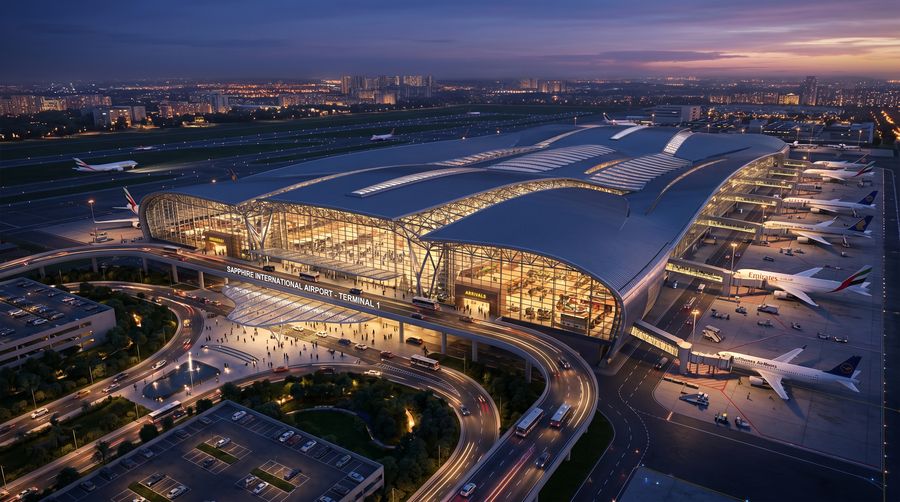 Airport architectural visualization render