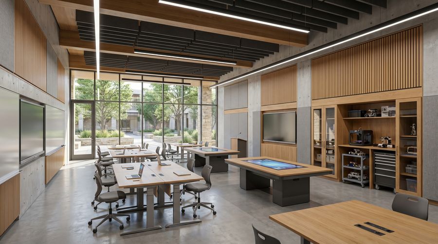 Classroom architectural visualization render