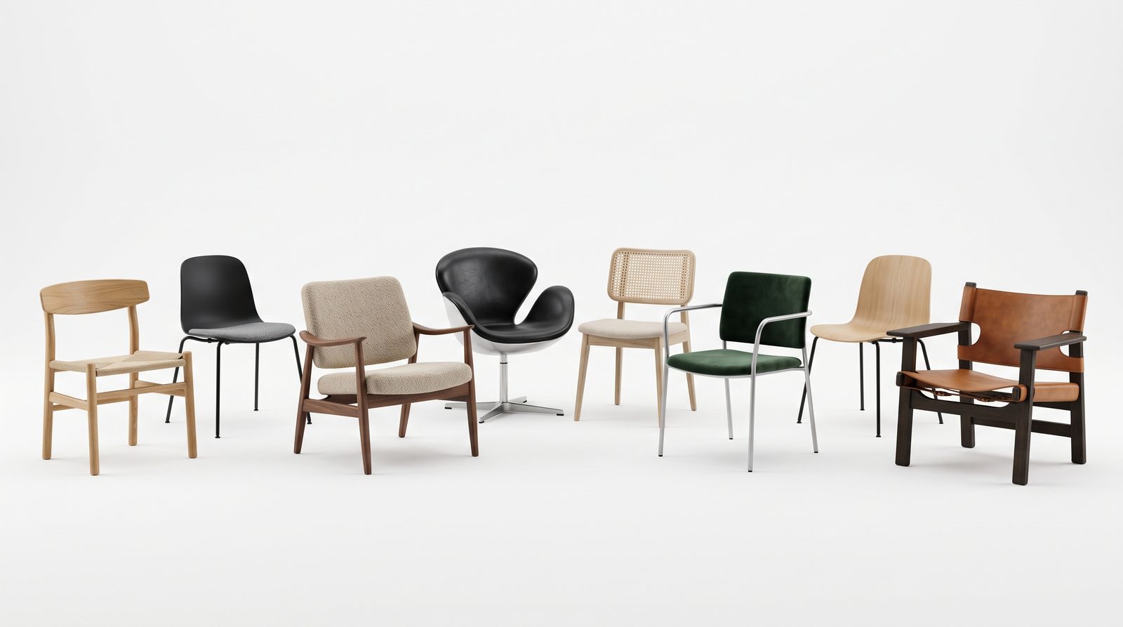 Salon Chair Collection - white background furniture render